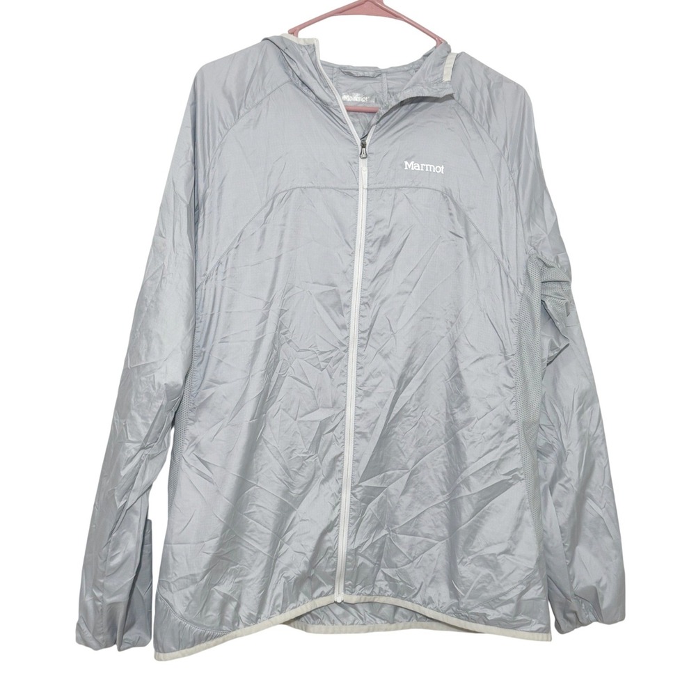 Marmot Trail Wind Hoody Silver Windbreaker Jacket Womens XL B35940 Lightweight